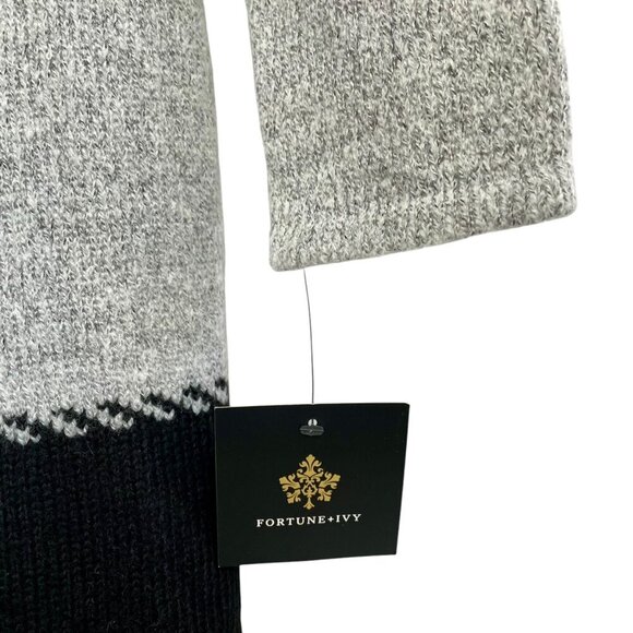 NWT Stitch Fix Fortune + Ivy Cardigan Sweater Small Gray Black White Long Open - Picture 5 of 13